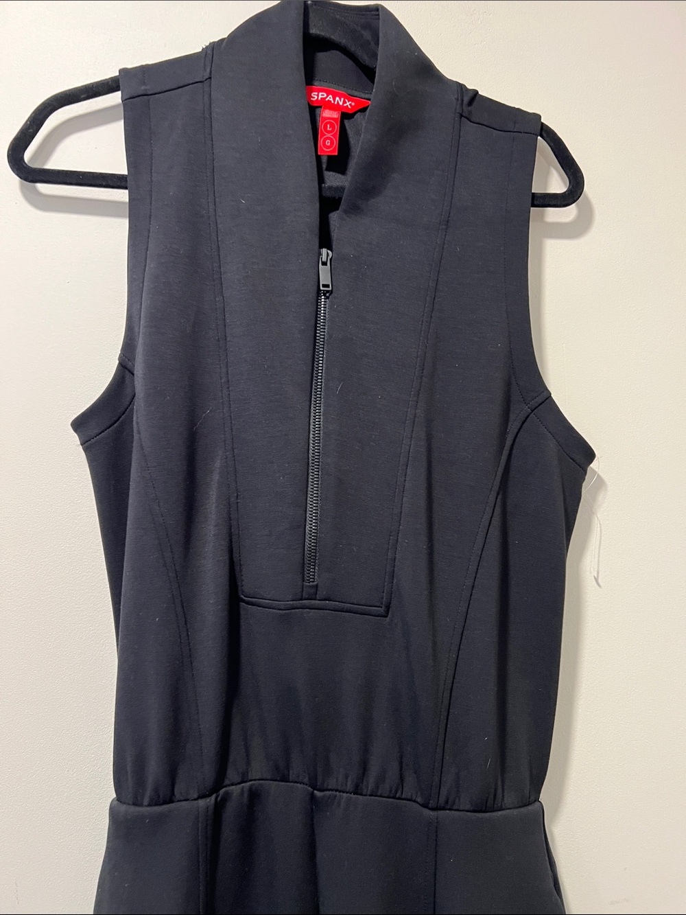 SPANX AirEssentials Draped Jumpsuit Black Sleeveless Wide-Leg Zip-Front - XLarge - Picture 5 of 9